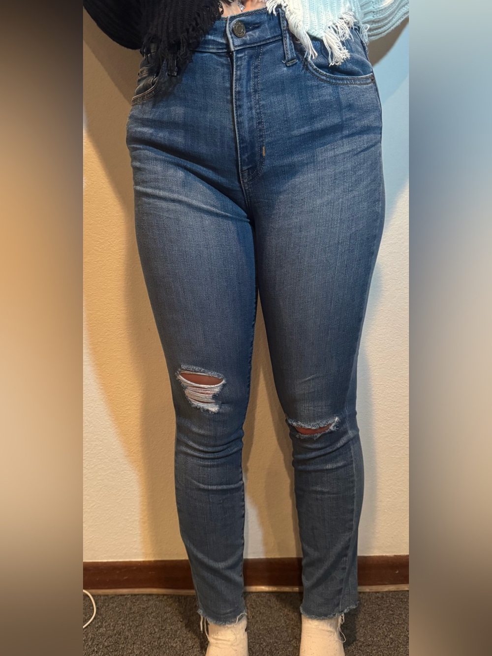 GAP Blue Ripped Skinny Jeans - Women